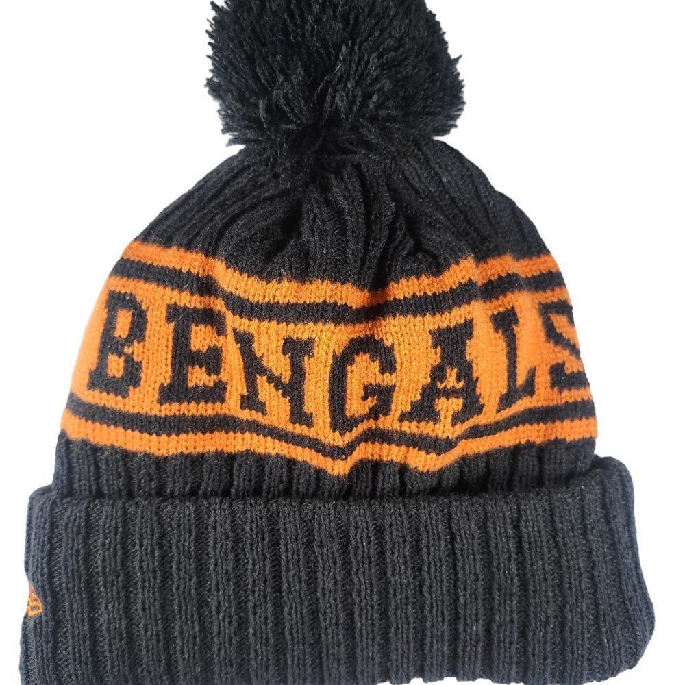 NWT Cincinnati Bengals Sports Knit Pom Beanie Fleece Lining OSFA Unisex - Picture 4 of 9